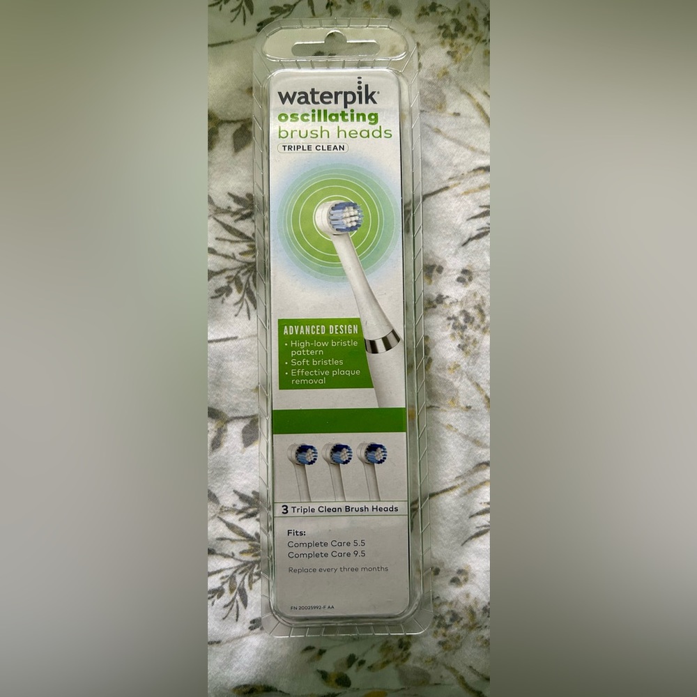 waterpik oscillating brush heads, new in package, 3 pack
